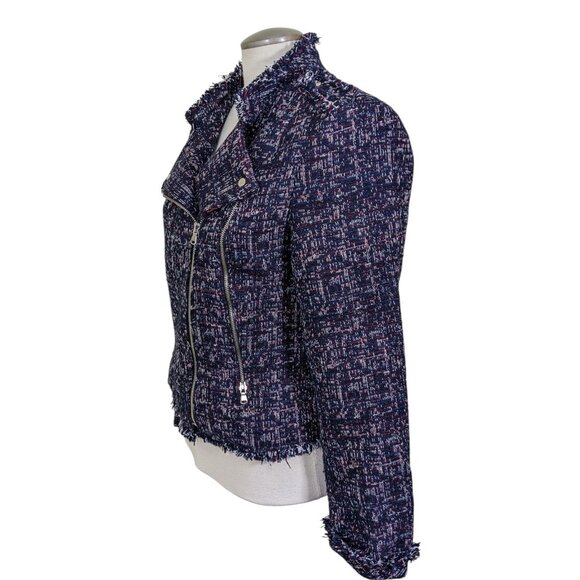 DEX The Suit Shop New York Womens L Tweed Textured Blazer Jacket Moto Classic - Picture 4 of 7